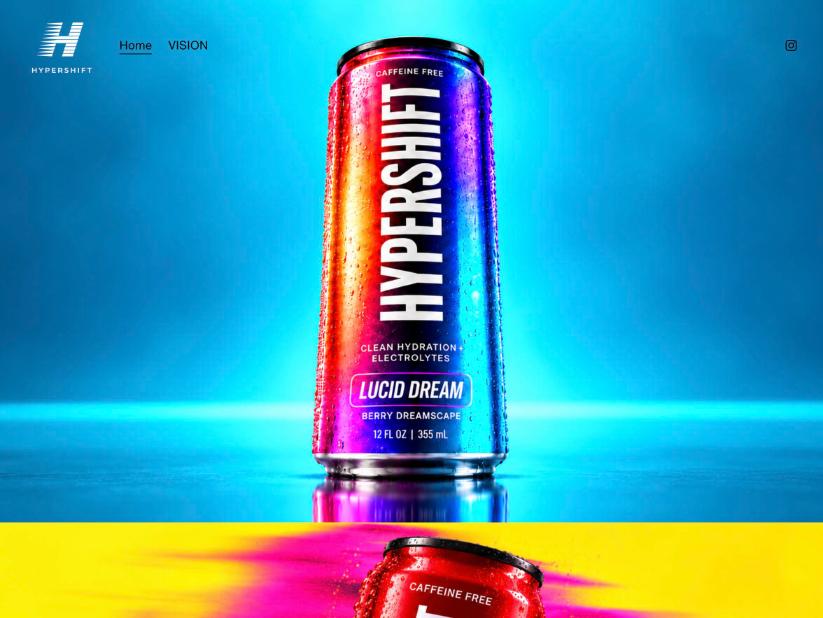 HyperShift homepage hero with the Lucid Dream can