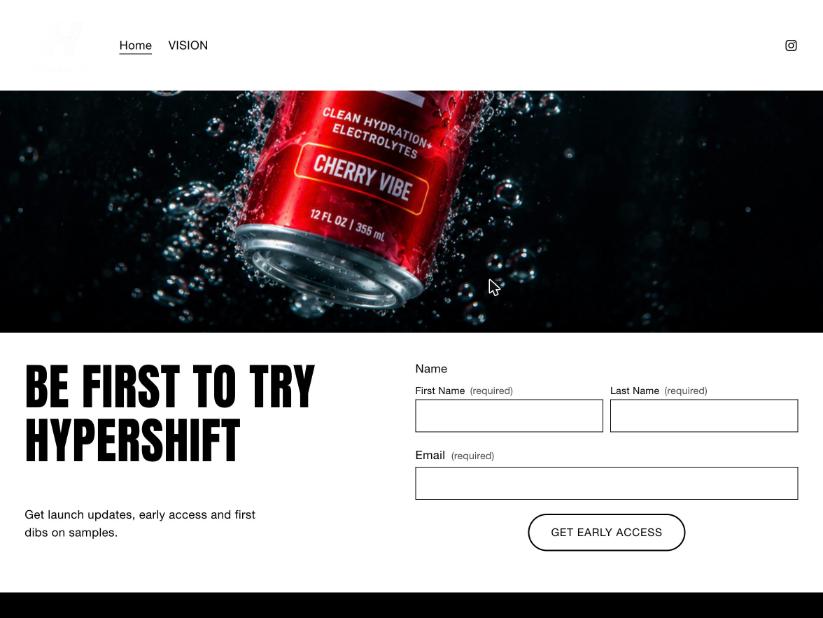 Be first to try HyperShift section with a first name, last name, email form